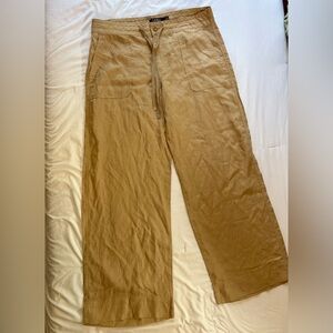 Ralph Lauren Women’s Wide Leg Khaki 100% Linen Pants